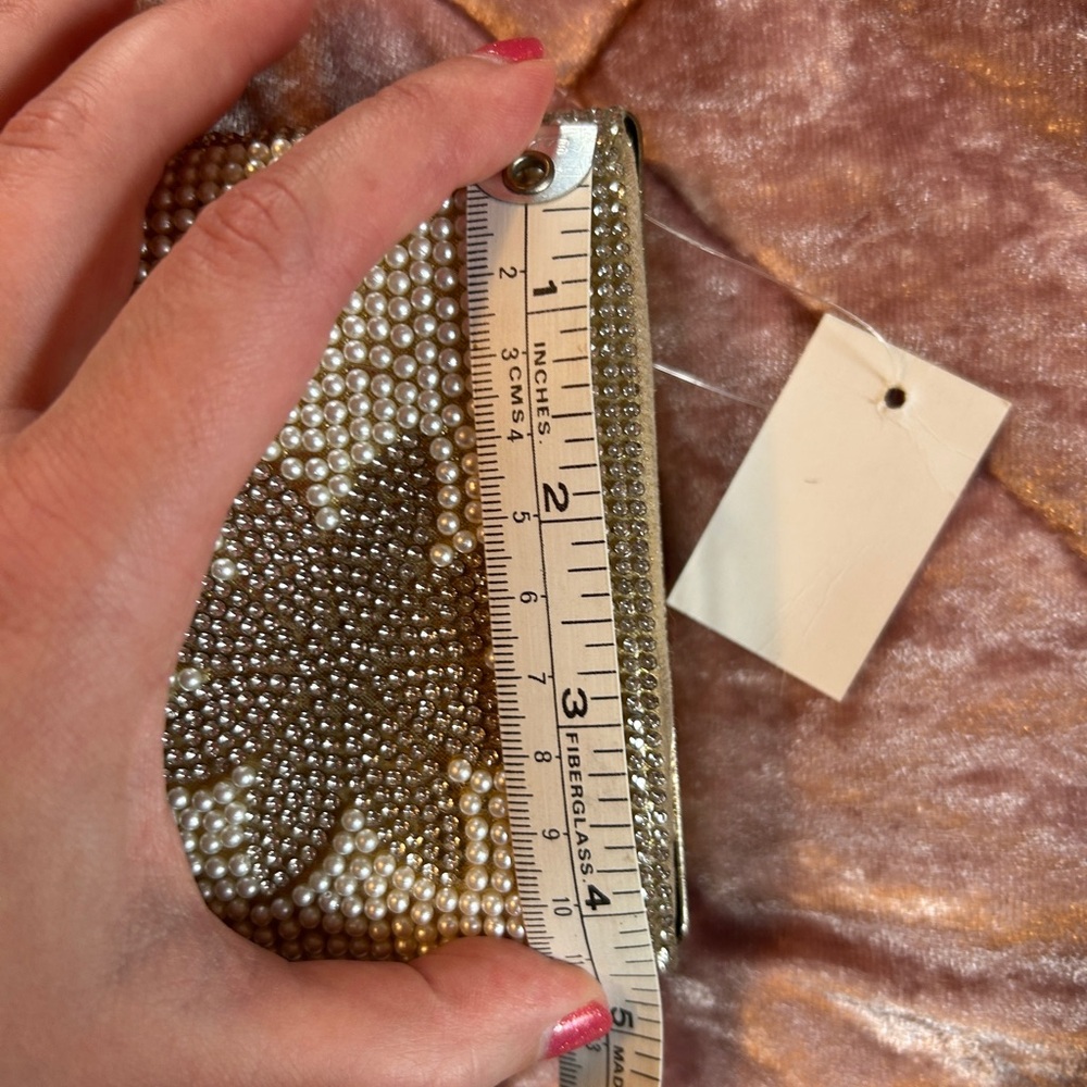 Elegant Pearl-Embellished Evening Clutch with Chain Strap Formal Wedding Prom - Picture 9 of 11